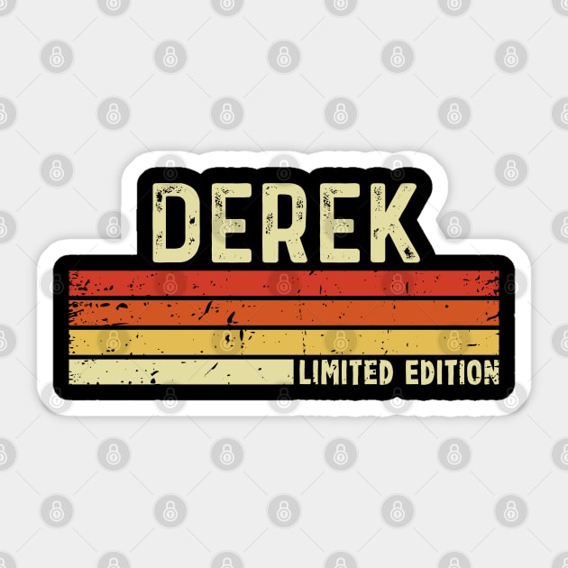 Derek First Name Vintage Retro Gift For Derek Sticker by CoolDesignsDz